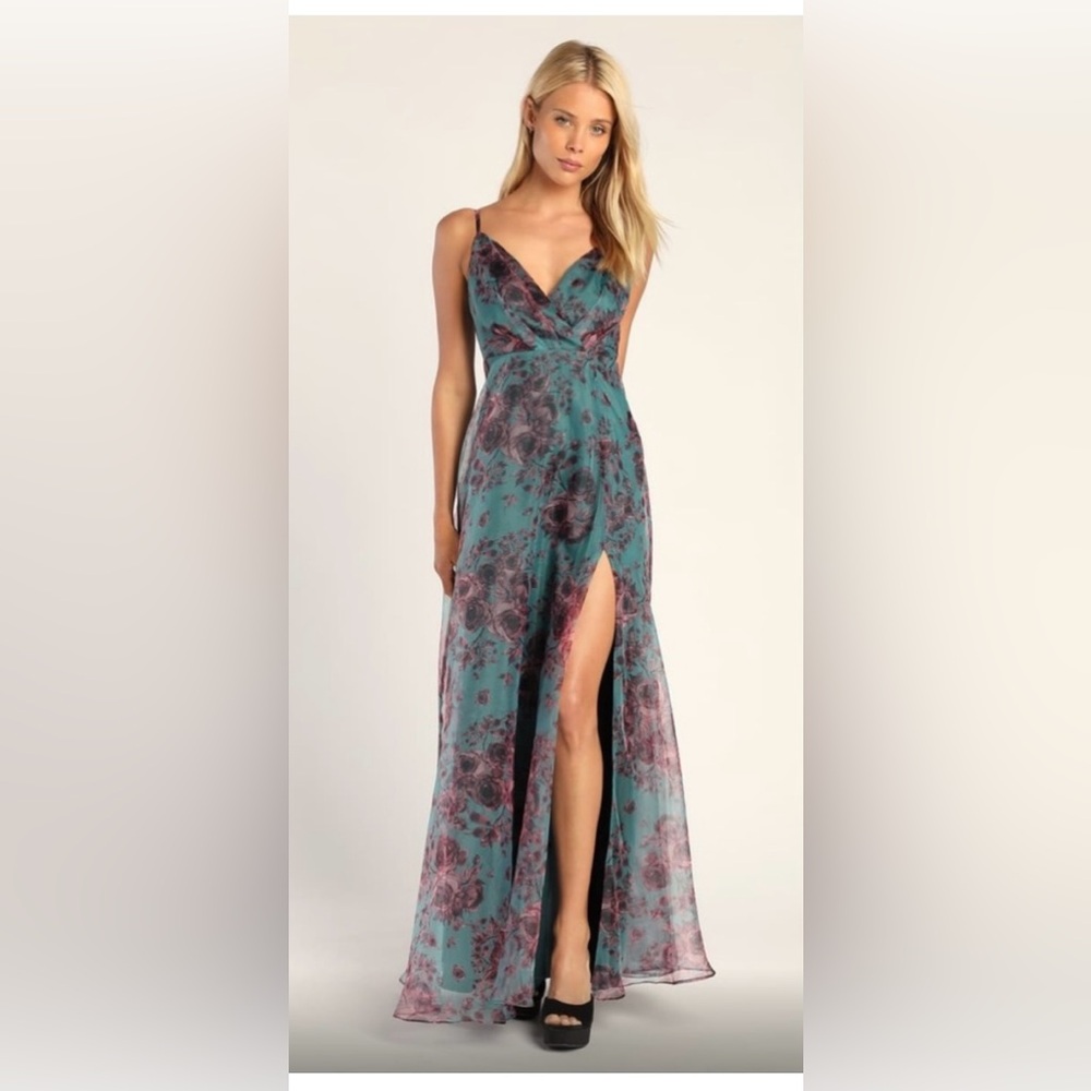 Lulus teal and purple floral dress